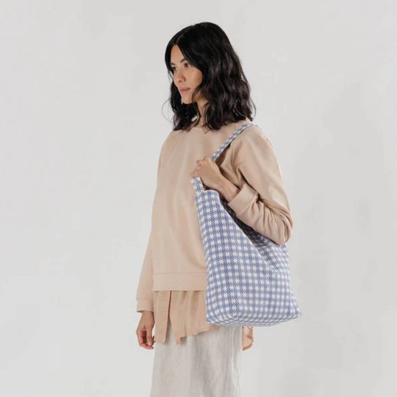 NWT Baggu Duck Bag - Blue Pixel Gingham - Picture 2 of 5
